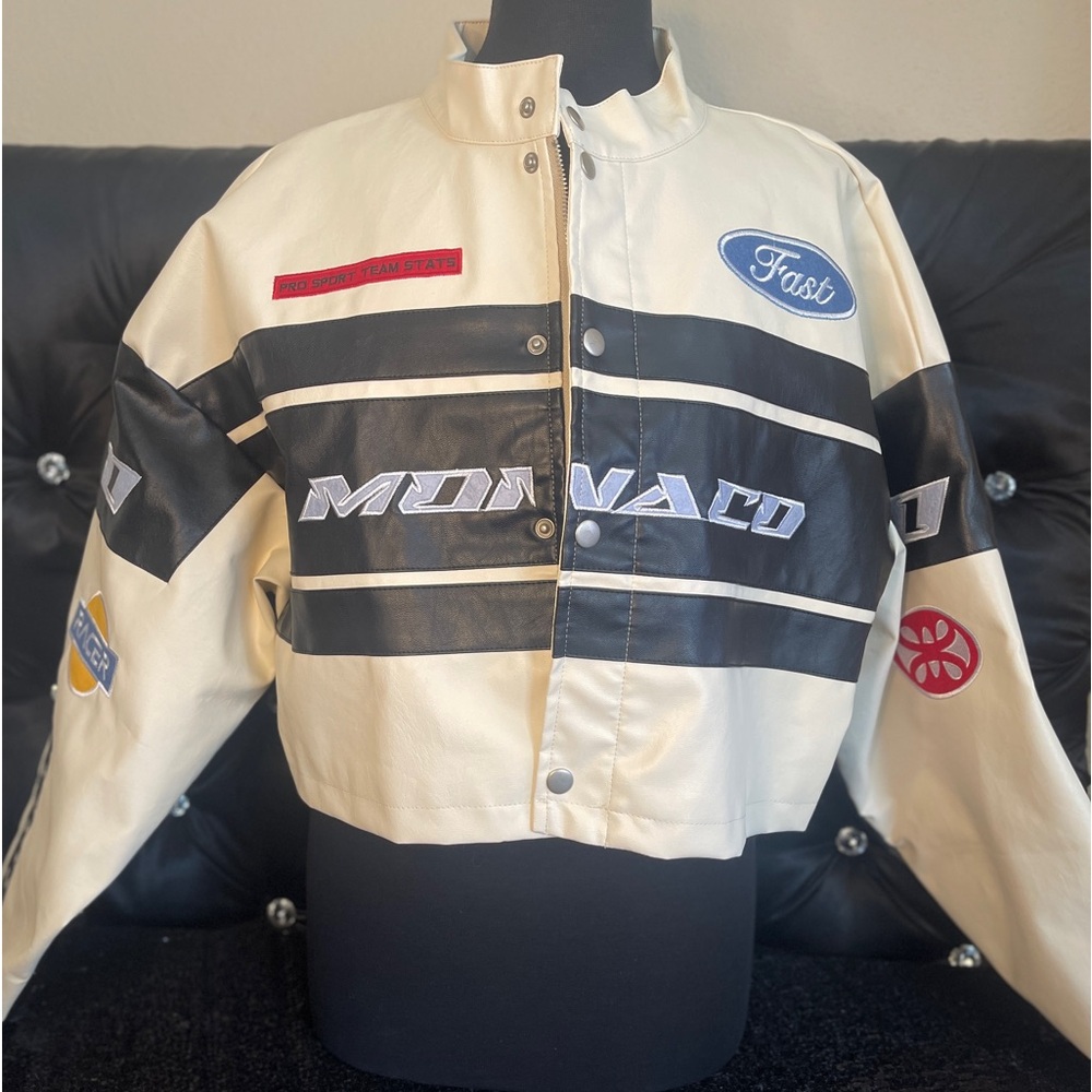 🥰FASHION NOVA CROPPED RACING JACKET 🥰
